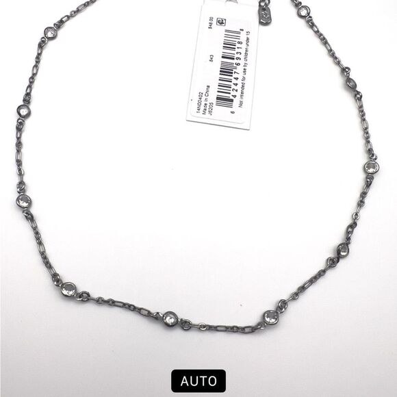 Lauren Ralph Lauren Silver Chain Necklace with cz - Picture 5 of 6